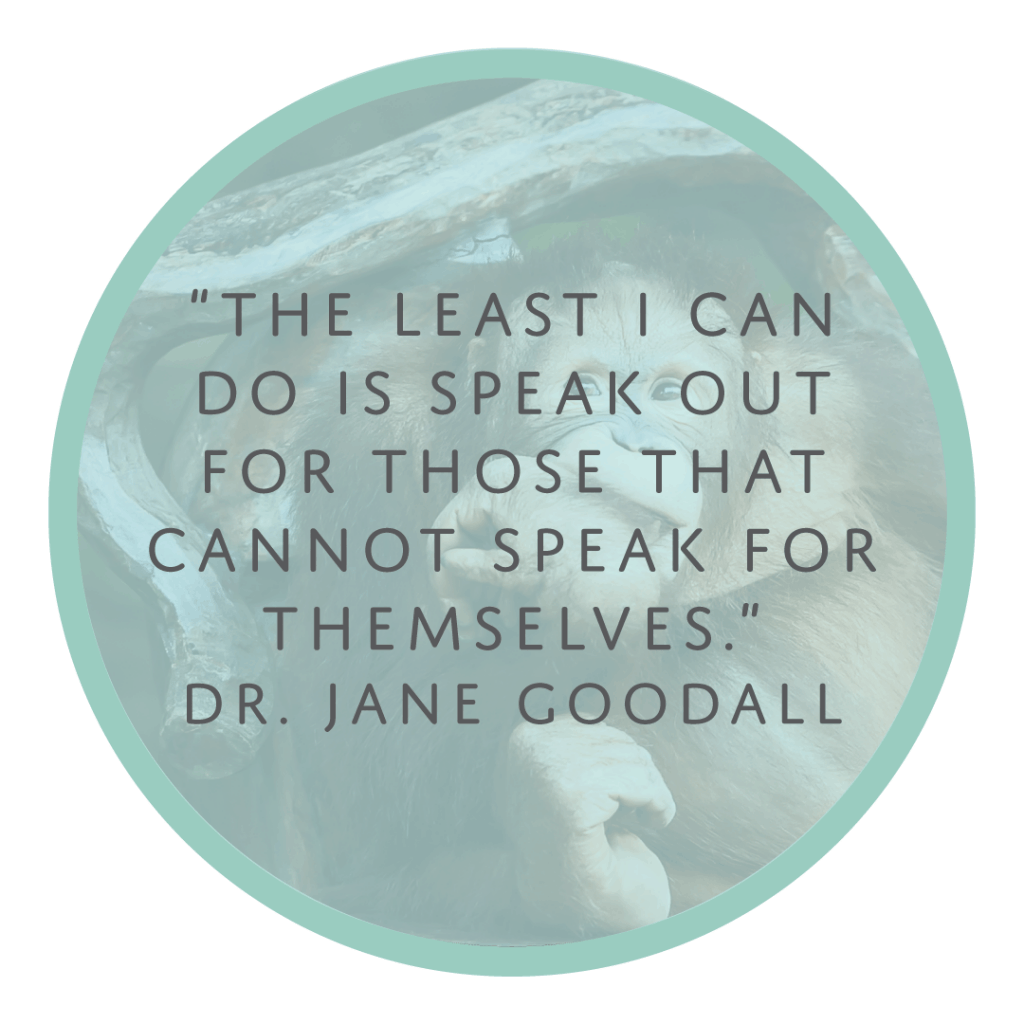 Jane Goodall quote human animal bond speak out
